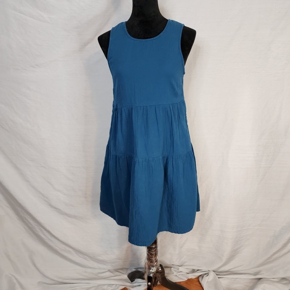 Universal Thread Dresses & Skirts - UNIVERSAL THREAD Size XS Teal Peacock Blue Gauze Cotton Tiered Summer Sundress